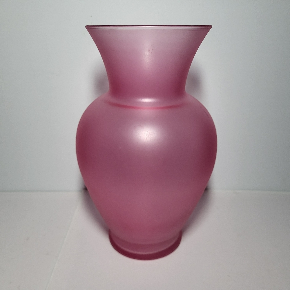 Pink Frosted 8½" Tall Glass Vase